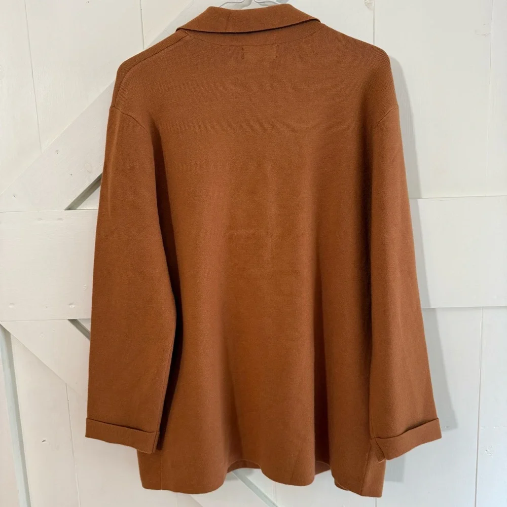 Becool Chic Brown Double-Breasted Soft Blazer Cardigan Size‎ M/L